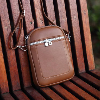 Mini Lambskin Texture Crossbody Phone Bag