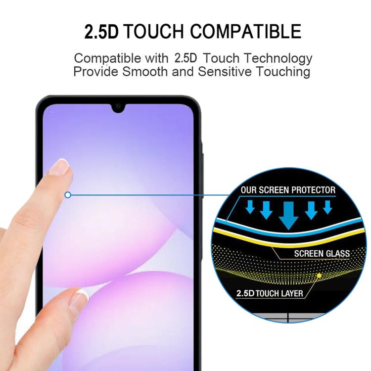 25pcs High Aluminum Full Screen Silk Printing Tempered Glass Film, For Galaxy A08 4G, For Galaxy A08 5G, For Galaxy A18 4G, For Galaxy A18 5G, For Galaxy M47 5G, For Galaxy Buddy5 5G, For Galaxy F07e 4G