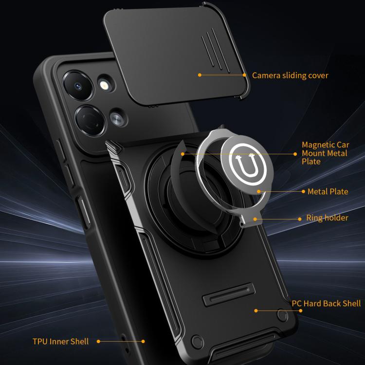 Sliding Camshield Holder Magnetic Phone Case, For Tecno Spark Go 3 / Pop 20 4G, For Tecno Camon 50 Pro 4G / 50 Ultra 5G, For Tecno Spark 40C, For Tecno Spark Go 2 4G / Pop 10, For Tecno Spark 40 Pro+ 4G, For Tecno Spark 40 Pro 4G, For Tecno Spark 40 4G...