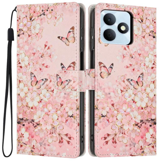 Colorful Painting Vegan Leather Phone Case with Lanyard, For Realme Note 80 4G, For Realme C83 5G, For Realme 16 5G, For Realme C61 / C63