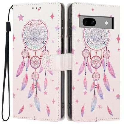 Colorful Painting Vegan Leather Phone Case with Lanyard, For Google Pixel 8, For Google Pixel 7a, For Google Pixel 7 Pro 5G