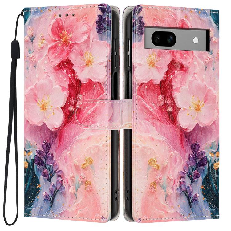 Colorful Painting Vegan Leather Phone Case with Lanyard, For Google Pixel 8, For Google Pixel 7a, For Google Pixel 7 Pro 5G