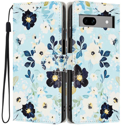 Colorful Painting Vegan Leather Phone Case with Lanyard, For Google Pixel 8, For Google Pixel 7a, For Google Pixel 7 Pro 5G