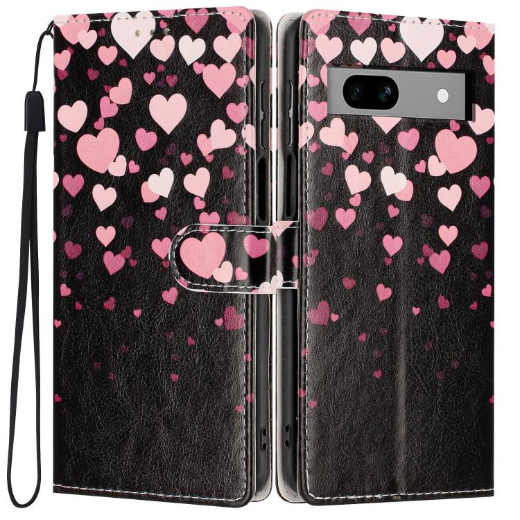 Colorful Painting Vegan Leather Phone Case with Lanyard, For Google Pixel 8, For Google Pixel 7a, For Google Pixel 7 Pro 5G