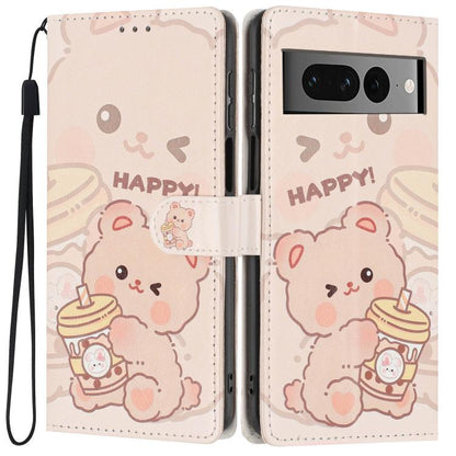 Colorful Painting Vegan Leather Phone Case with Lanyard, For Google Pixel 8, For Google Pixel 7a, For Google Pixel 7 Pro 5G