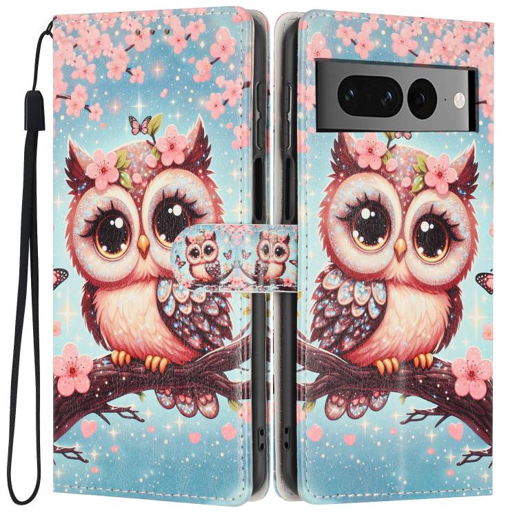Colorful Painting Vegan Leather Phone Case with Lanyard, For Google Pixel 8, For Google Pixel 7a, For Google Pixel 7 Pro 5G