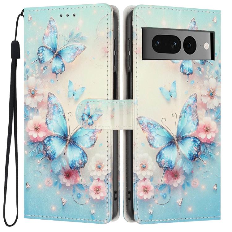 Colorful Painting Vegan Leather Phone Case with Lanyard, For Google Pixel 8, For Google Pixel 7a, For Google Pixel 7 Pro 5G