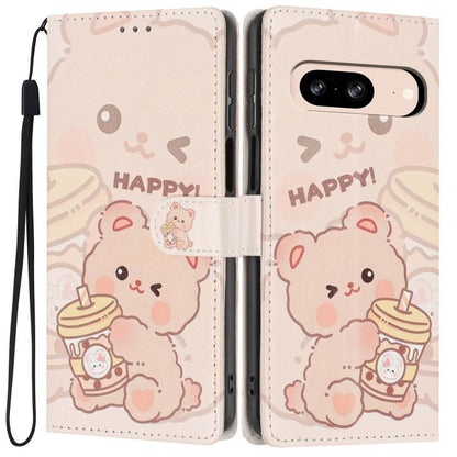 Colorful Painting Vegan Leather Phone Case with Lanyard, For Google Pixel 8, For Google Pixel 7a, For Google Pixel 7 Pro 5G
