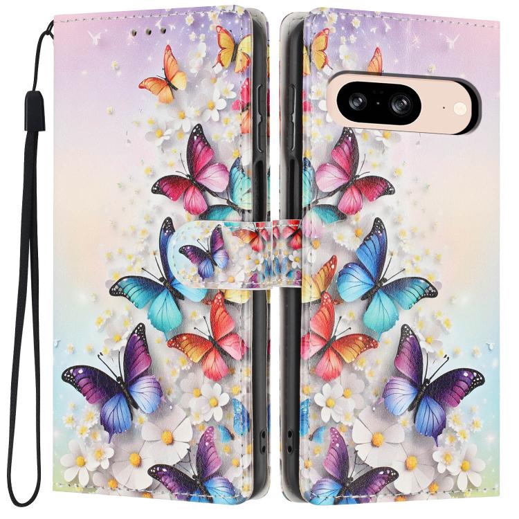 Colorful Painting Vegan Leather Phone Case with Lanyard, For Google Pixel 8, For Google Pixel 7a, For Google Pixel 7 Pro 5G