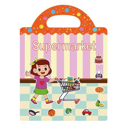 Children Early Education DIY Waterproof Reusable Stickers, Animals T01, Traffic T02, Dinosaur T03, Space T04, Body T05, Ocean T06, Princess T07, Insect T08, Farm T09, Four Seasons T10, Easter T13, Halloween Pumpkin Scarecrow T14, Christmas T15         ...