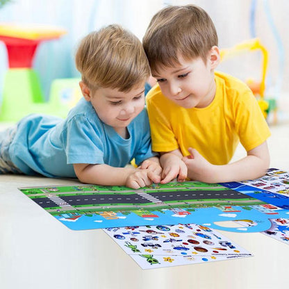 Children Early Education DIY Waterproof Reusable Stickers, Animals T01, Traffic T02, Dinosaur T03, Space T04, Body T05, Ocean T06, Princess T07, Insect T08, Farm T09, Four Seasons T10, Easter T13, Halloween Pumpkin Scarecrow T14, Christmas T15         ...