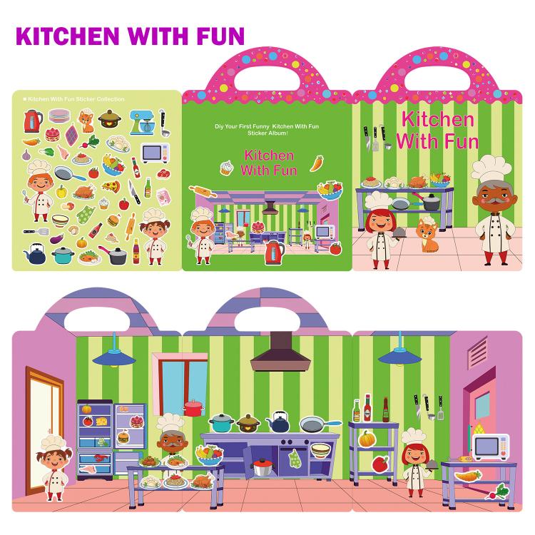 Children Early Education DIY Waterproof Reusable Stickers, Animals T01, Traffic T02, Dinosaur T03, Space T04, Body T05, Ocean T06, Princess T07, Insect T08, Farm T09, Four Seasons T10, Easter T13, Halloween Pumpkin Scarecrow T14, Christmas T15         ...