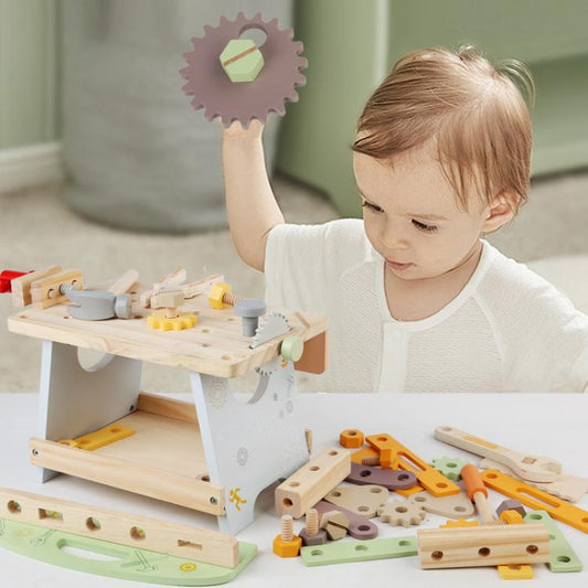 Simulation DIY Children Pretend Play Multifunctional Wooden Tool Bench