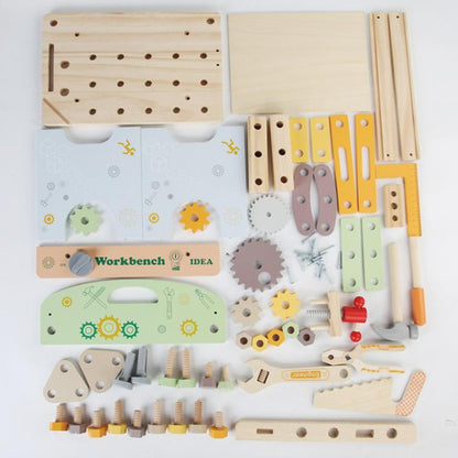 Simulation DIY Children Pretend Play Multifunctional Wooden Tool Bench