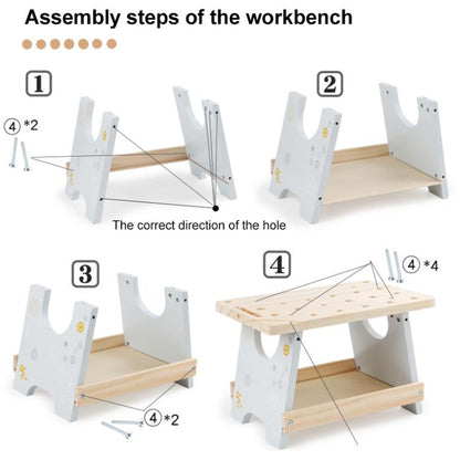 Simulation DIY Children Pretend Play Multifunctional Wooden Tool Bench