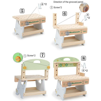 Simulation DIY Children Pretend Play Multifunctional Wooden Tool Bench