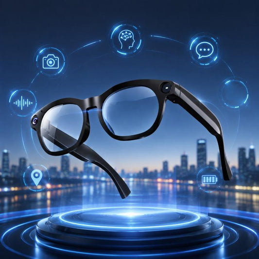 Lunettes intelligentes CY03 avec caméra HD 8MP, enregistrement vidéo, transmission WiFi, assistant vocal intelligent, verres anti-lumière bleue, lunettes de soleil