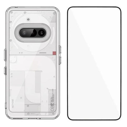 WANLONFENG Electroplated Buttons TPU Acrylic Phone Case with Screen Protector, For Nothing Phone 4a, For Nothing Phone 3a