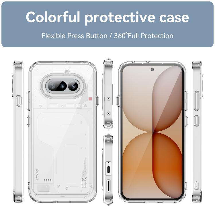 WANLONFENG Electroplated Buttons TPU Acrylic Phone Case with Screen Protector, For Nothing Phone 4a, For Nothing Phone 3a