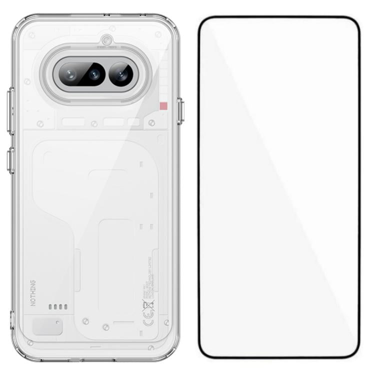 WANLONFENG Electroplated Buttons TPU Acrylic Phone Case with Screen Protector, For Nothing Phone 4a, For Nothing Phone 3a