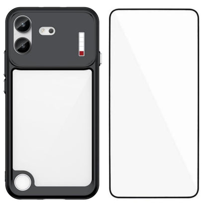 WANLONFENG Electroplated Buttons TPU Acrylic Phone Case with Screen Protector, For Nothing Phone 4b, For Nothing Phone 4a, For Nothing Phone 3a