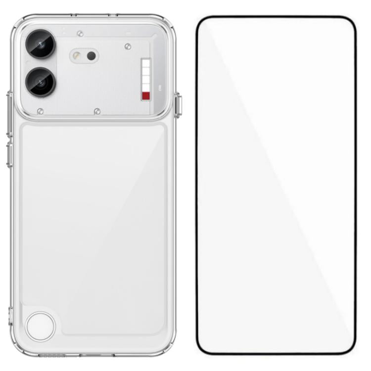 WANLONFENG Electroplated Buttons TPU Acrylic Phone Case with Screen Protector, For Nothing Phone 4b, For Nothing Phone 4a, For Nothing Phone 3a
