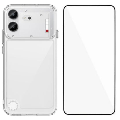 WANLONFENG Electroplated Buttons TPU Acrylic Phone Case with Screen Protector, For Nothing Phone 4b, For Nothing Phone 4a, For Nothing Phone 3a