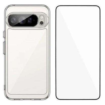 WANLONFENG Electroplated Buttons TPU Acrylic Phone Case with Screen Protector, For Google Pixel 10a, For Google Pixel 10 Pro XL, For Google Pixel 10 Pro, For Google Pixel 10, For Google Pixel 9a