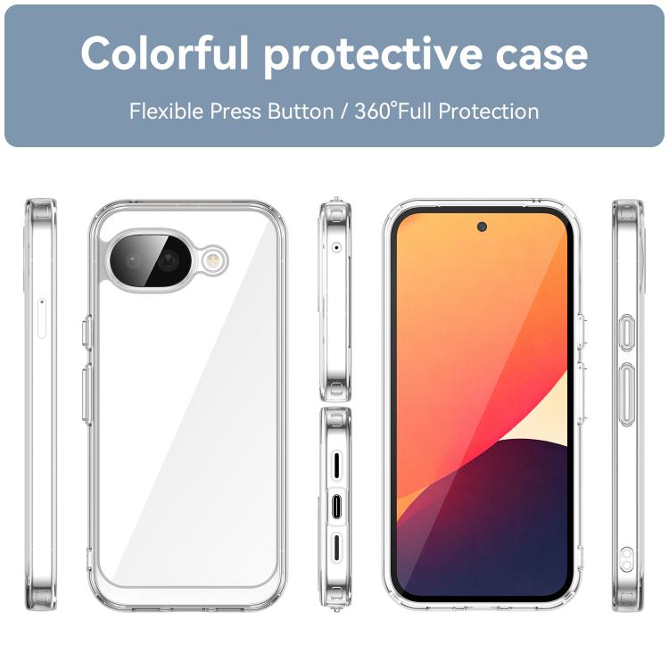 WANLONFENG Electroplated Buttons TPU Acrylic Phone Case with Screen Protector, For Google Pixel 10a, For Google Pixel 10 Pro XL, For Google Pixel 10 Pro, For Google Pixel 10, For Google Pixel 9a