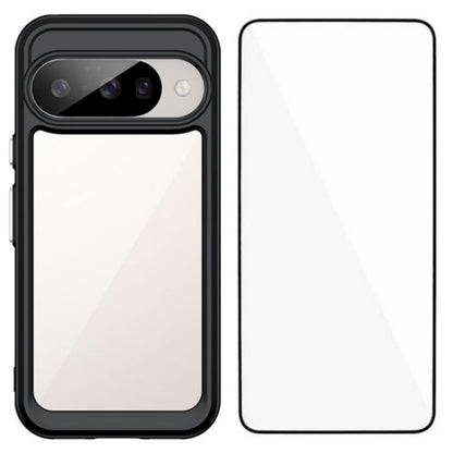 WANLONFENG Electroplated Buttons TPU Acrylic Phone Case with Screen Protector, For Google Pixel 10a, For Google Pixel 10 Pro XL, For Google Pixel 10 Pro, For Google Pixel 10, For Google Pixel 9a
