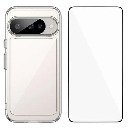 WANLONFENG Electroplated Buttons TPU Acrylic Phone Case with Screen Protector, For Google Pixel 10a, For Google Pixel 10 Pro XL, For Google Pixel 10 Pro, For Google Pixel 10, For Google Pixel 9a