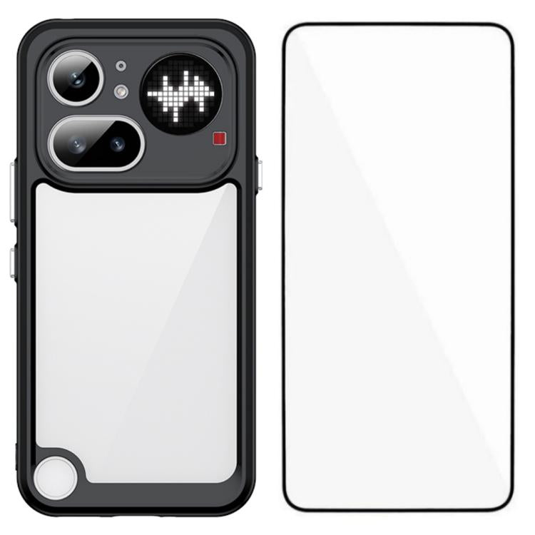 WANLONFENG Electroplated Buttons TPU Acrylic Phone Case with Screen Protector, For Nothing Phone 4a Pro