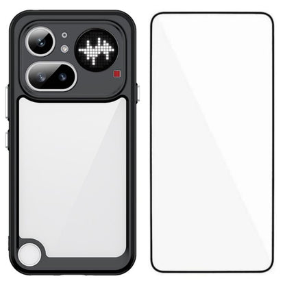 WANLONFENG Electroplated Buttons TPU Acrylic Phone Case with Screen Protector, For Nothing Phone 4a Pro