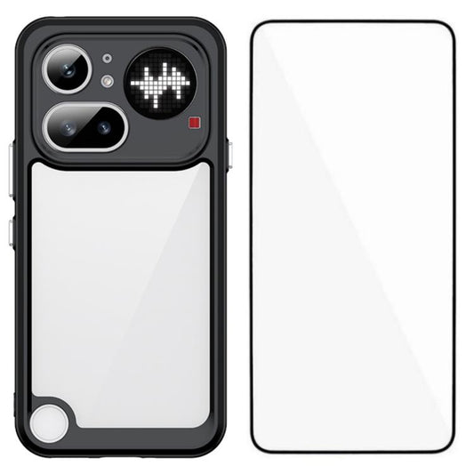 WANLONFENG Electroplated Buttons TPU Acrylic Phone Case with Screen Protector, For Nothing Phone 4a Pro