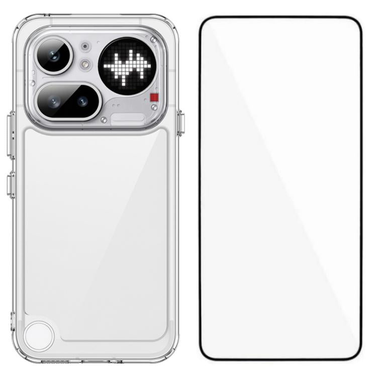 WANLONFENG Electroplated Buttons TPU Acrylic Phone Case with Screen Protector, For Nothing Phone 4a Pro