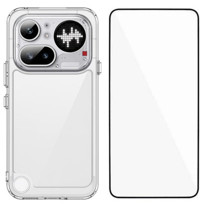 WANLONFENG Electroplated Buttons TPU Acrylic Phone Case with Screen Protector, For Nothing Phone 4a Pro