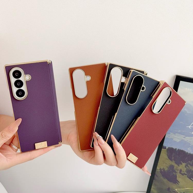 Electroplate Dual Axis Supercar Design PU Phone Case, For Galaxy Z Fold8 Ultra 5G, For Galaxy Z Fold7, For Galaxy Z Fold6, For Galaxy Z Fold5