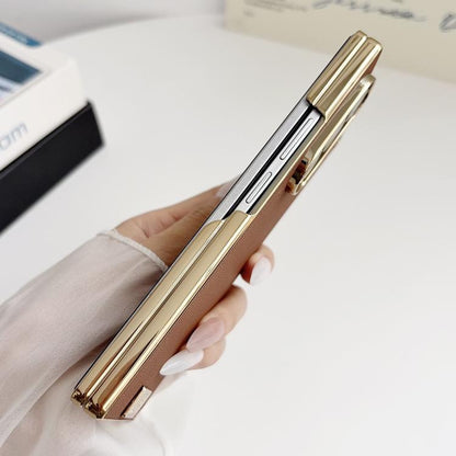 Electroplate Dual Axis Supercar Design PU Phone Case, For Galaxy Z Fold8 Ultra 5G, For Galaxy Z Fold7, For Galaxy Z Fold6, For Galaxy Z Fold5