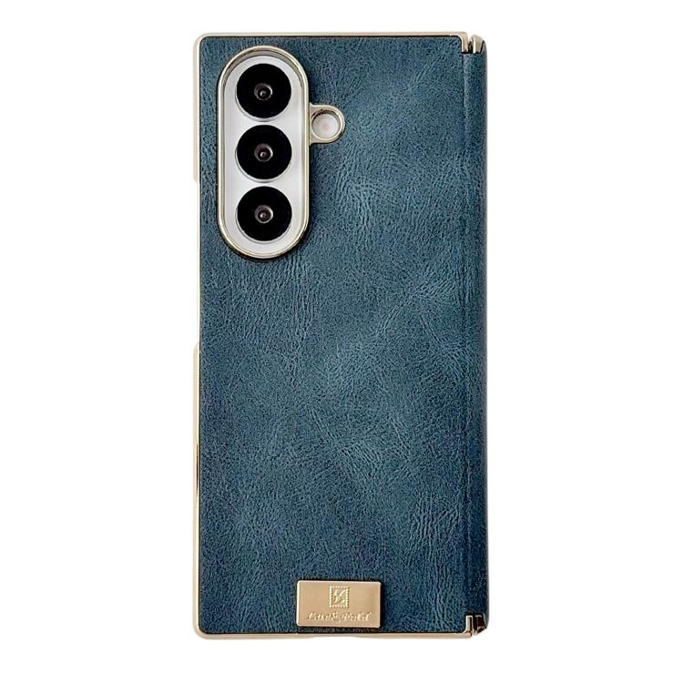 Electroplate Dual Axis Crazy Horse Texture PU Phone Case, For Galaxy Z Fold8 Ultra 5G, For Galaxy Z Fold7, For Galaxy Z Fold6, For Galaxy Z Fold5