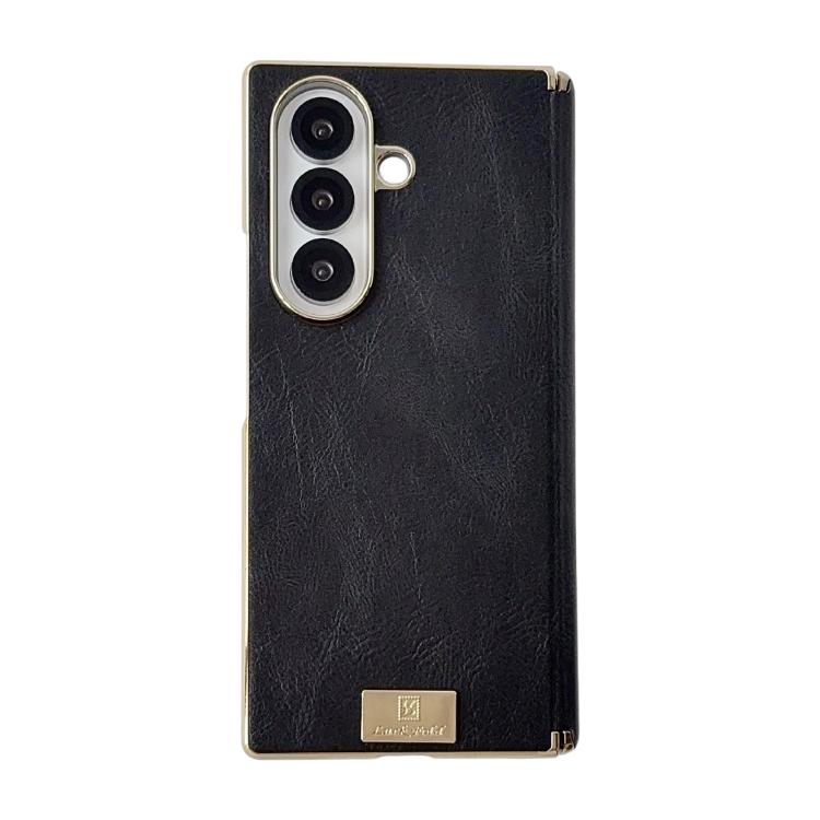 Electroplate Dual Axis Crazy Horse Texture PU Phone Case, For Galaxy Z Fold8 Ultra 5G, For Galaxy Z Fold7, For Galaxy Z Fold6, For Galaxy Z Fold5