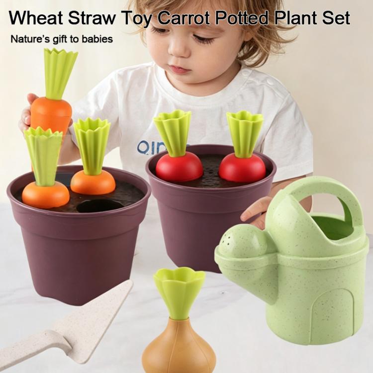 Wheat Straw Children Pretend Play Early Education Toy Potted Plant Set, Potted Plant Set