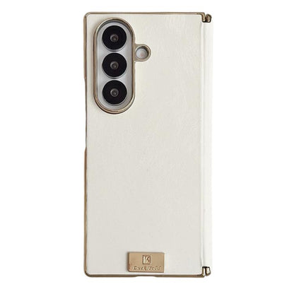 Electroplate Dual Axis Silk Texture PU Phone Case, For Galaxy Z Fold8 Ultra 5G, For Galaxy Z Fold7, For Galaxy Z Fold6, For Galaxy Z Fold5