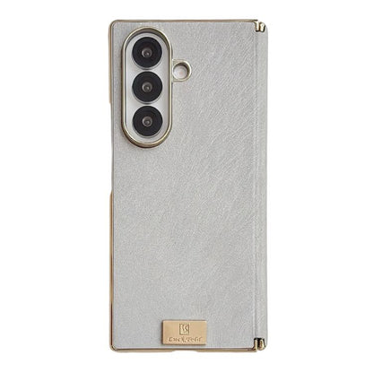 Electroplate Dual Axis Silk Texture PU Phone Case, For Galaxy Z Fold8 Ultra 5G, For Galaxy Z Fold7, For Galaxy Z Fold6, For Galaxy Z Fold5