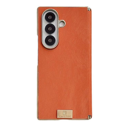 Electroplate Dual Axis Silk Texture PU Phone Case, For Galaxy Z Fold8 Ultra 5G, For Galaxy Z Fold7, For Galaxy Z Fold6, For Galaxy Z Fold5