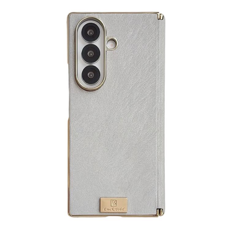 Electroplate Dual Axis Silk Texture PU Phone Case, For Galaxy Z Fold8 Ultra 5G, For Galaxy Z Fold7, For Galaxy Z Fold6, For Galaxy Z Fold5