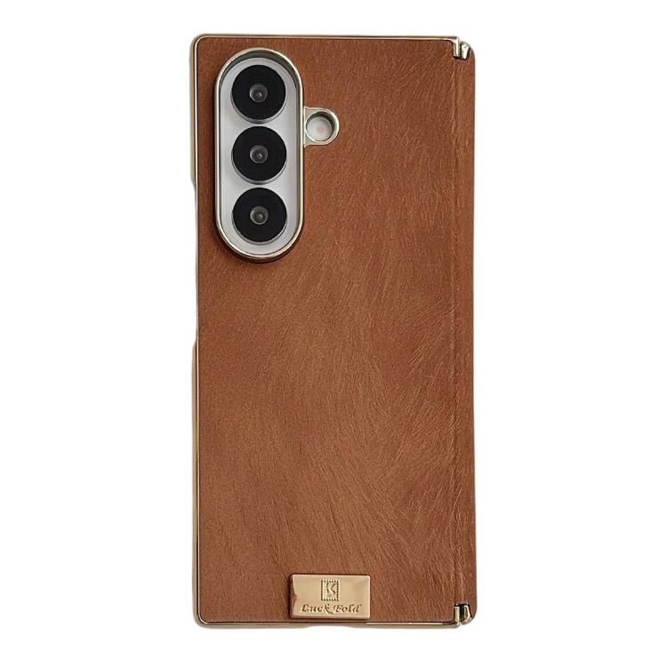 Electroplate Dual Axis Silk Texture PU Phone Case, For Galaxy Z Fold8 Ultra 5G, For Galaxy Z Fold7, For Galaxy Z Fold6, For Galaxy Z Fold5