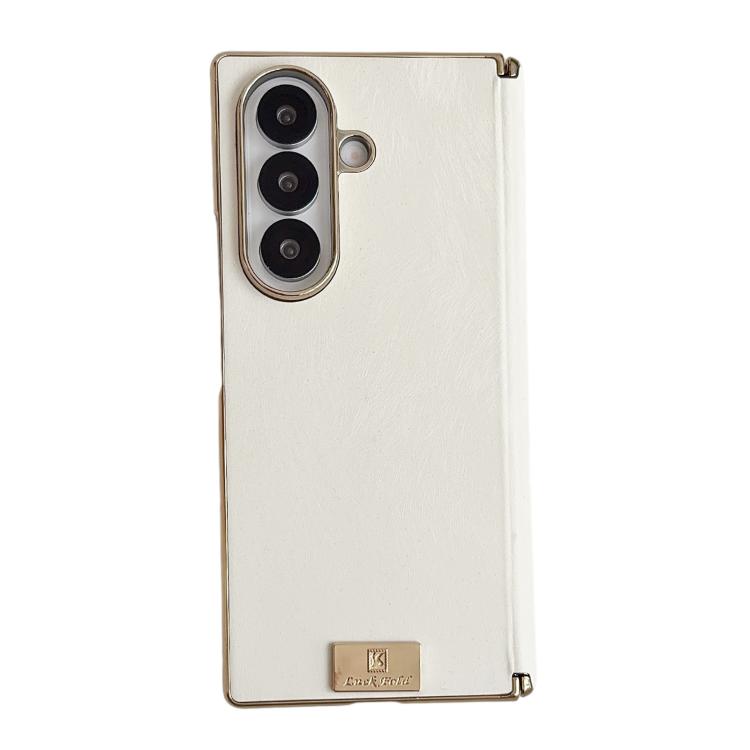 Electroplate Dual Axis Silk Texture PU Phone Case, For Galaxy Z Fold8 Ultra 5G, For Galaxy Z Fold7, For Galaxy Z Fold6, For Galaxy Z Fold5