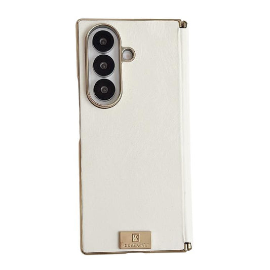 Electroplate Dual Axis Silk Texture PU Phone Case, For Galaxy Z Fold8 Ultra 5G, For Galaxy Z Fold7, For Galaxy Z Fold6, For Galaxy Z Fold5