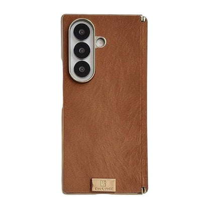 Electroplate Dual Axis Silk Texture PU Phone Case, For Galaxy Z Fold8 Ultra 5G, For Galaxy Z Fold7, For Galaxy Z Fold6, For Galaxy Z Fold5