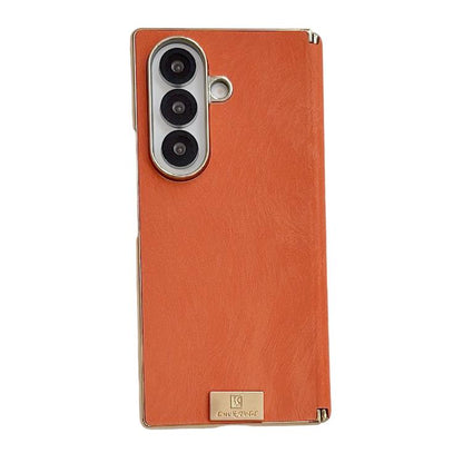 Electroplate Dual Axis Silk Texture PU Phone Case, For Galaxy Z Fold8 Ultra 5G, For Galaxy Z Fold7, For Galaxy Z Fold6, For Galaxy Z Fold5